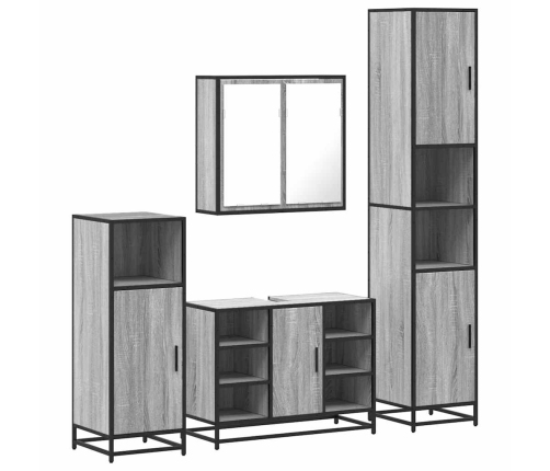 Set de muebles de baño 4 pzas madera contrachapada gris sonoma