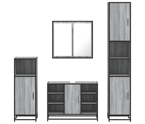 Set de muebles de baño 4 pzas madera contrachapada gris sonoma