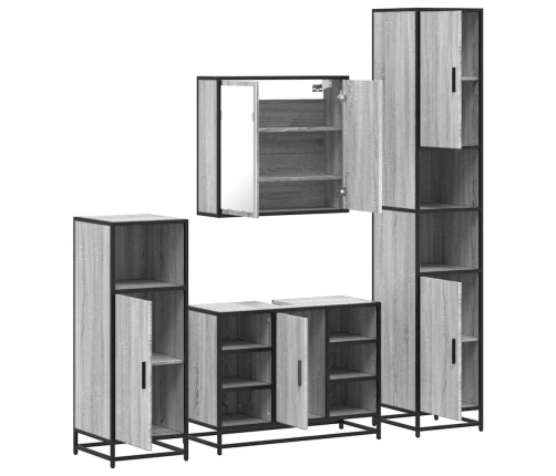 Set de muebles de baño 4 pzas madera contrachapada gris sonoma