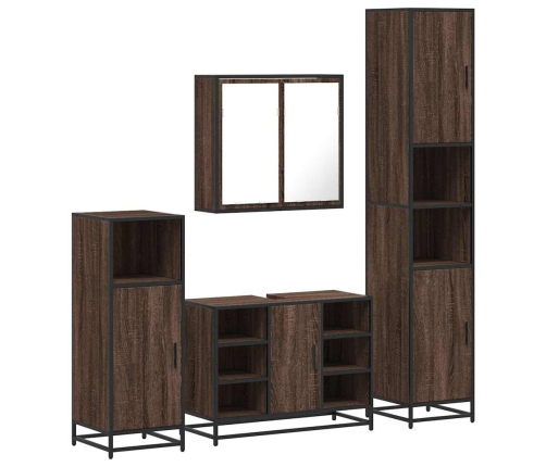 Set de muebles baño 4 pzas madera contrachapada roble marrón