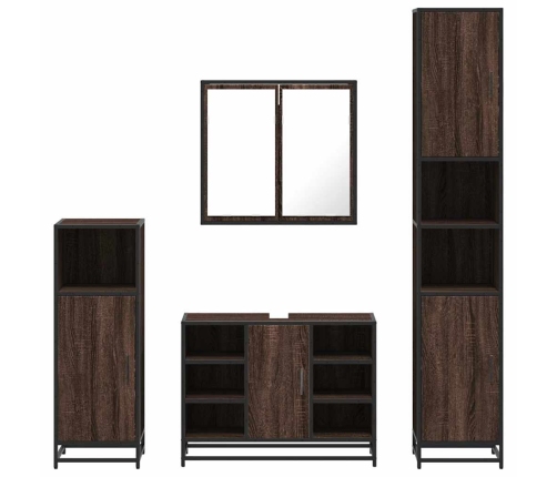 Set de muebles baño 4 pzas madera contrachapada roble marrón