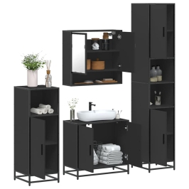 Juego de muebles de baño 4 pzas madera contrachapada negro