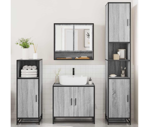 Set de muebles de baño 4 pzas madera contrachapada gris sonoma