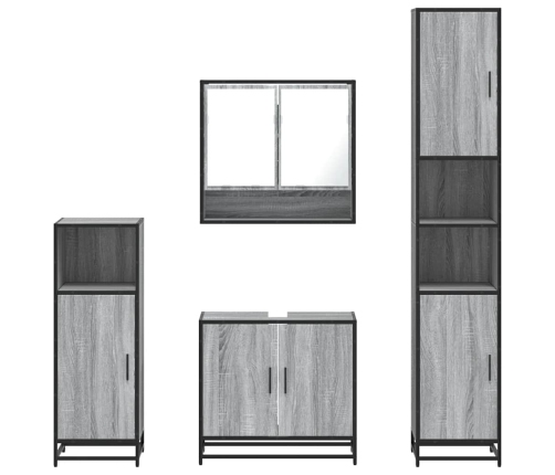 Set de muebles de baño 4 pzas madera contrachapada gris sonoma