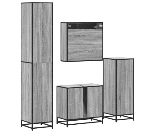 Set de muebles de baño 4 pzas madera contrachapada gris sonoma