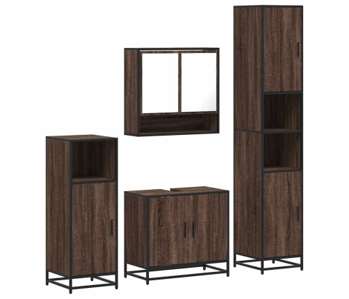 Set de muebles baño 4 pzas madera contrachapada roble marrón