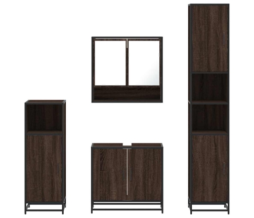 Set de muebles baño 4 pzas madera contrachapada roble marrón