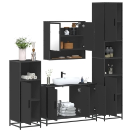 Juego de muebles de baño 4 pzas madera contrachapada negro