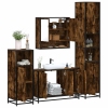 Set de muebles baño 4 pzas madera contrachapada roble ahumado