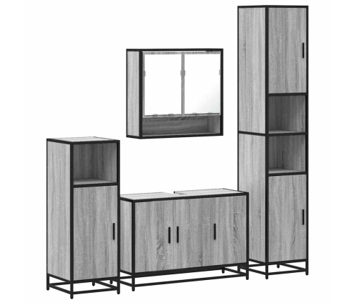 Set de muebles de baño 4 pzas madera contrachapada gris sonoma