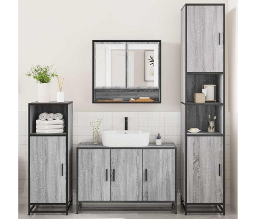 Set de muebles de baño 4 pzas madera contrachapada gris sonoma