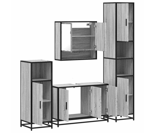 Set de muebles de baño 4 pzas madera contrachapada gris sonoma