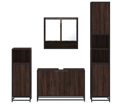 Set de muebles baño 4 pzas madera contrachapada roble marrón