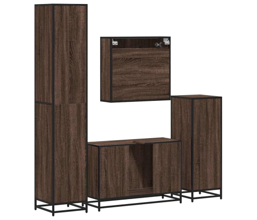 Set de muebles baño 4 pzas madera contrachapada roble marrón