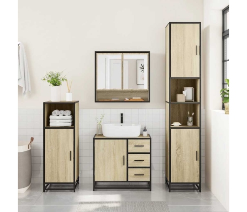 Juego de muebles de baño 4 pzas contrachapada roble sonoma