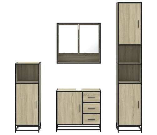 Juego de muebles de baño 4 pzas contrachapada roble sonoma
