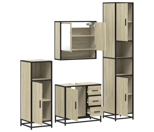 Juego de muebles de baño 4 pzas contrachapada roble sonoma