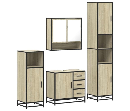 Set de muebles baño 4 pzas madera contrachapada roble ahumado