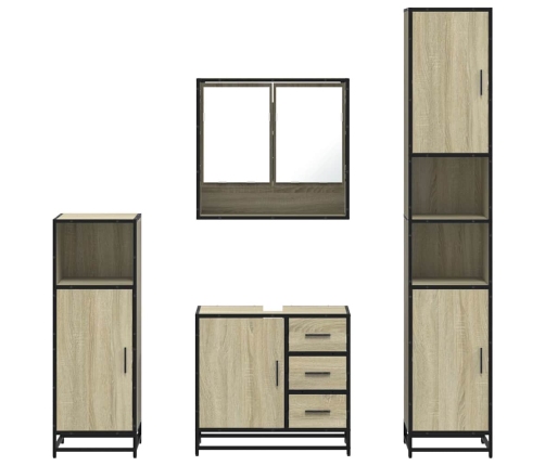 Set de muebles baño 4 pzas madera contrachapada roble ahumado