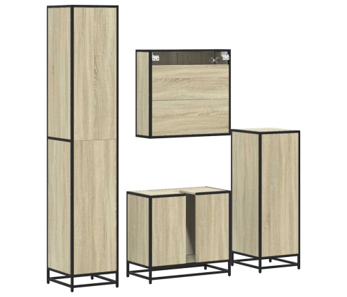 Set de muebles baño 4 pzas madera contrachapada roble ahumado