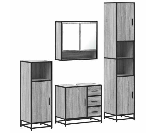 Set de muebles de baño 4 pzas madera contrachapada gris sonoma