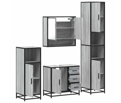 Set de muebles de baño 4 pzas madera contrachapada gris sonoma