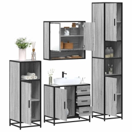 Set de muebles de baño 4 pzas madera contrachapada gris sonoma