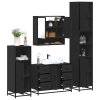 Juego de muebles de baño 4 pzas madera contrachapada negro