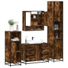 Set de muebles baño 4 pzas madera contrachapada roble ahumado