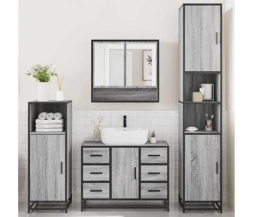 Set de muebles de baño 4 pzas madera contrachapada gris sonoma