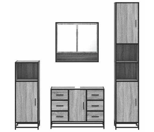 Set de muebles de baño 4 pzas madera contrachapada gris sonoma