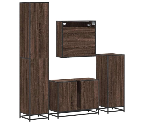 Set de muebles baño 4 pzas madera contrachapada roble marrón