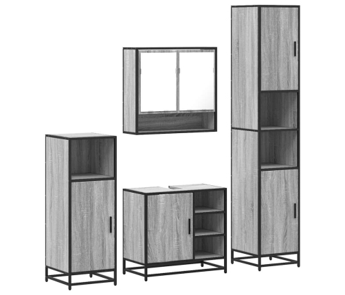 Set de muebles de baño 4 pzas madera contrachapada gris sonoma