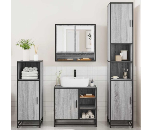 Set de muebles de baño 4 pzas madera contrachapada gris sonoma