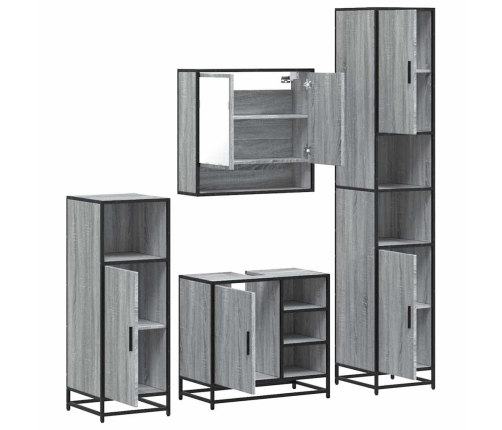 Set de muebles de baño 4 pzas madera contrachapada gris sonoma