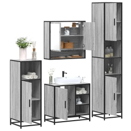 Set de muebles de baño 4 pzas madera contrachapada gris sonoma