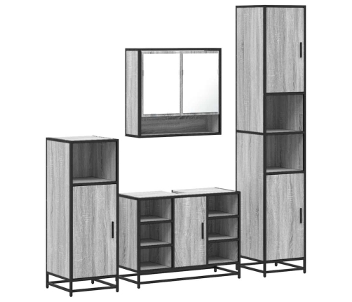 Set de muebles de baño 4 pzas madera contrachapada gris sonoma