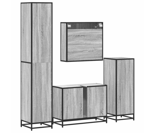 Set de muebles de baño 4 pzas madera contrachapada gris sonoma