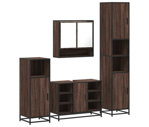 Set de muebles baño 4 pzas madera contrachapada roble marrón