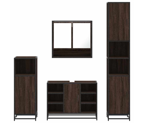 Set de muebles baño 4 pzas madera contrachapada roble marrón