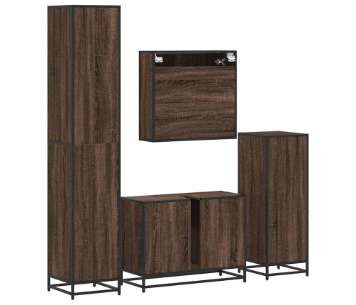 Set de muebles baño 4 pzas madera contrachapada roble marrón