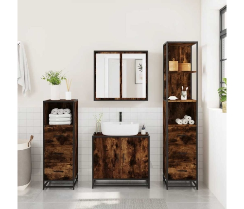 Set de muebles baño 4 pzas madera contrachapada roble ahumado