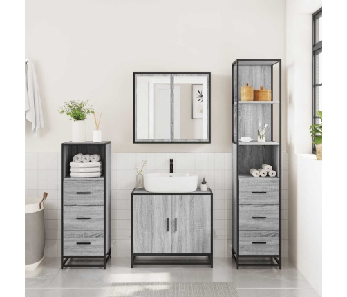 Set de muebles de baño 4 pzas madera contrachapada gris sonoma