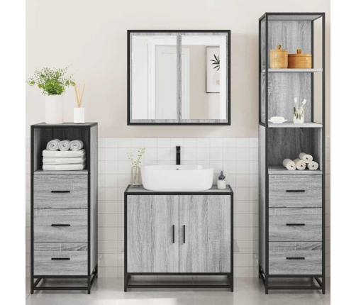 Set de muebles de baño 4 pzas madera contrachapada gris sonoma