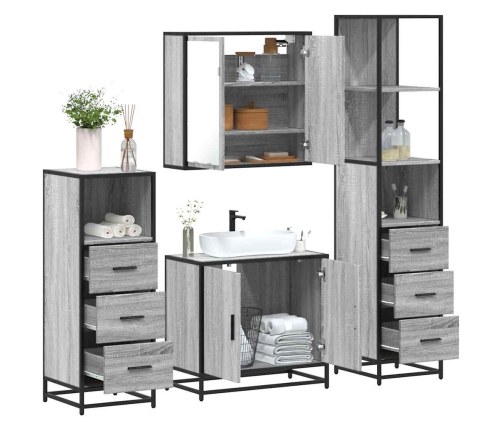 Set de muebles de baño 4 pzas madera contrachapada gris sonoma