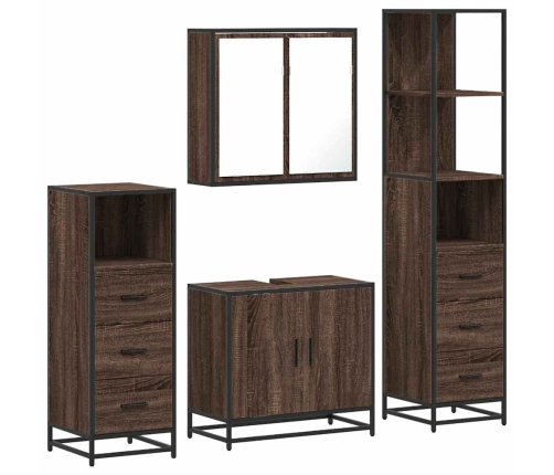 Set de muebles baño 4 pzas madera contrachapada roble marrón