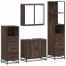 Set de muebles baño 4 pzas madera contrachapada roble marrón