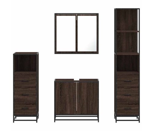 Set de muebles baño 4 pzas madera contrachapada roble marrón