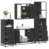 Juego de muebles de baño 4 pzas madera contrachapada negro