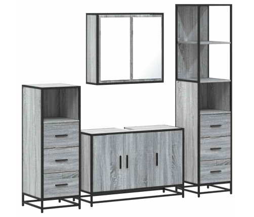 Set de muebles de baño 4 pzas madera contrachapada gris sonoma